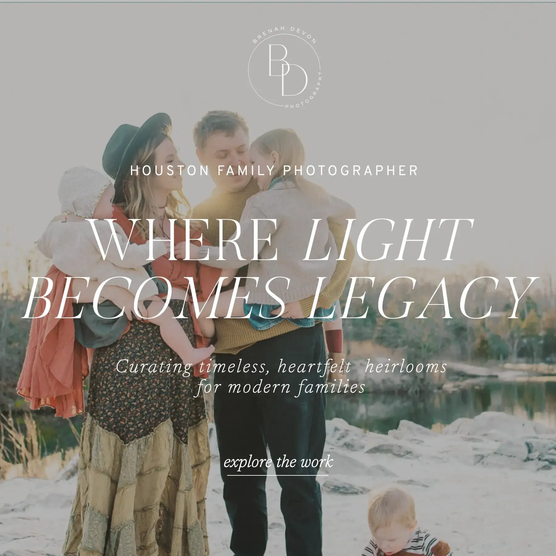 Brenah Devon Photography homepage: “Where light becomes legacy.”